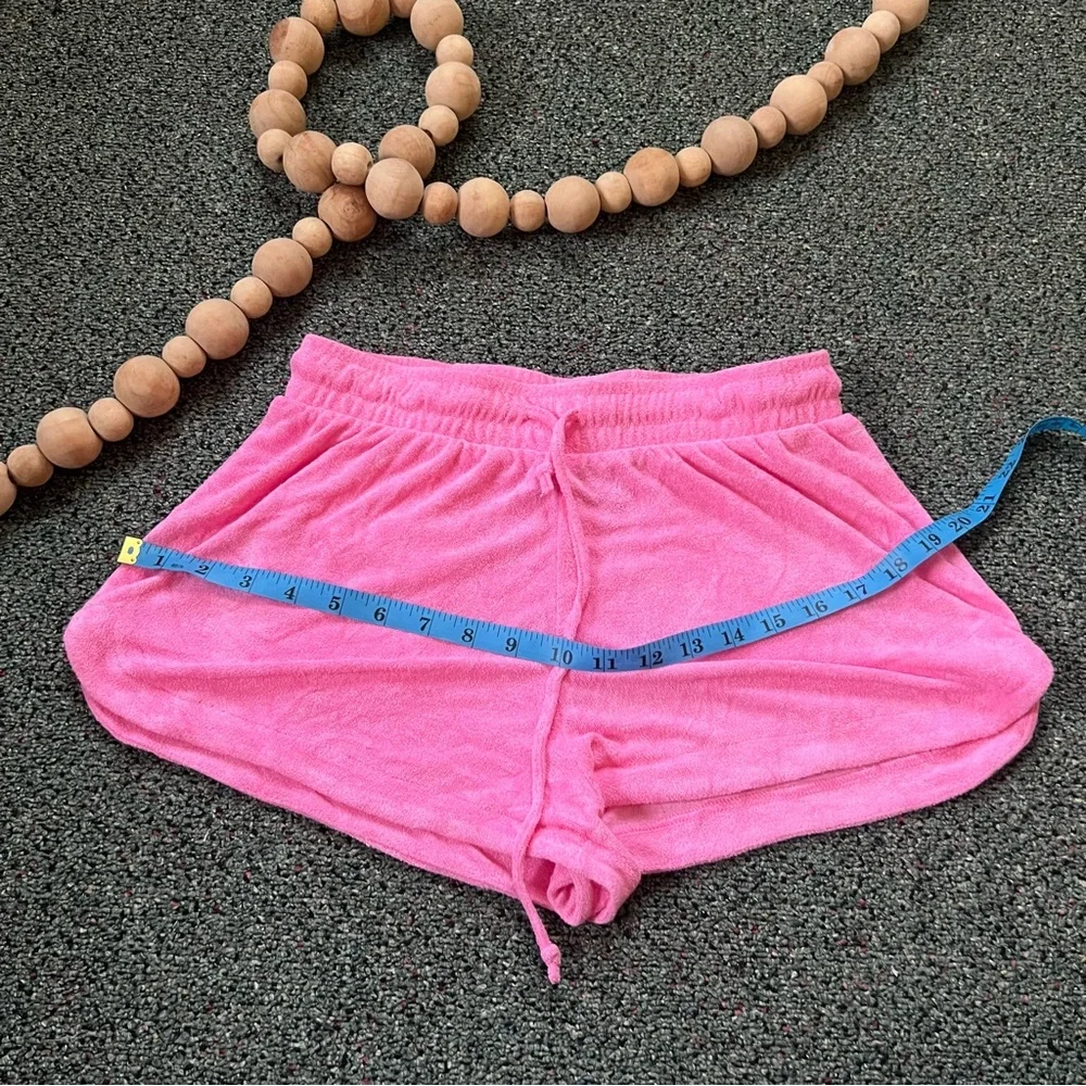 Bright Neon Pink Terrycloth Lightweight Casual Comfy Summer Cheeky Booty Shorts